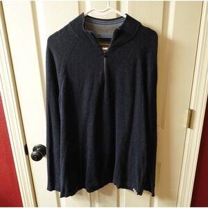 Eddie Bauer Mens‎ Navy Blue Quarter Zip Cashmere Blend Sweater Mock Neck Medium